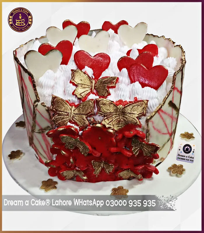 Romantic Hearts Clouds Cake for Anniversary in Lahore