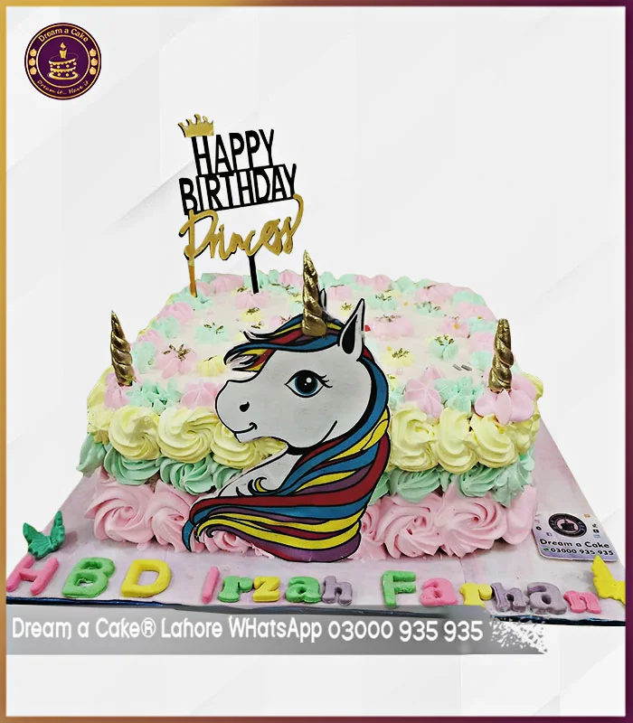 Sparkling Unicorn Cake for Girls' Birthday Celebrations in Lahore