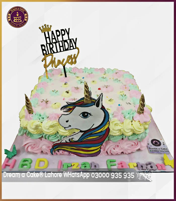 Sparkling Unicorn Cake for Girls' Birthday Celebrations in Lahore