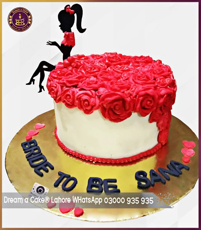 Stunning Full of Roses Fondant Made Bride to Be Cake in Lahore