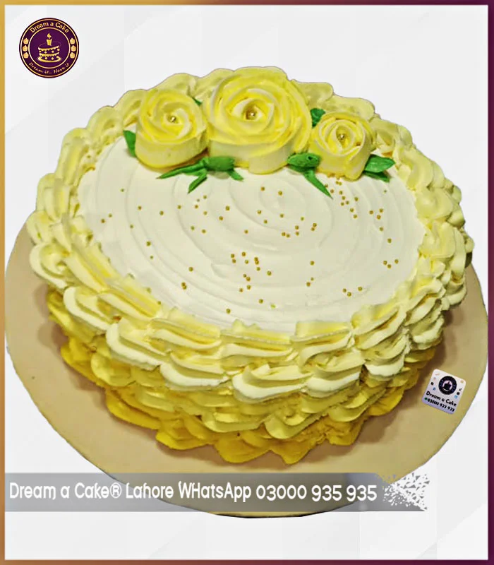 Yellow Delicacy Floral Cake in Lahore