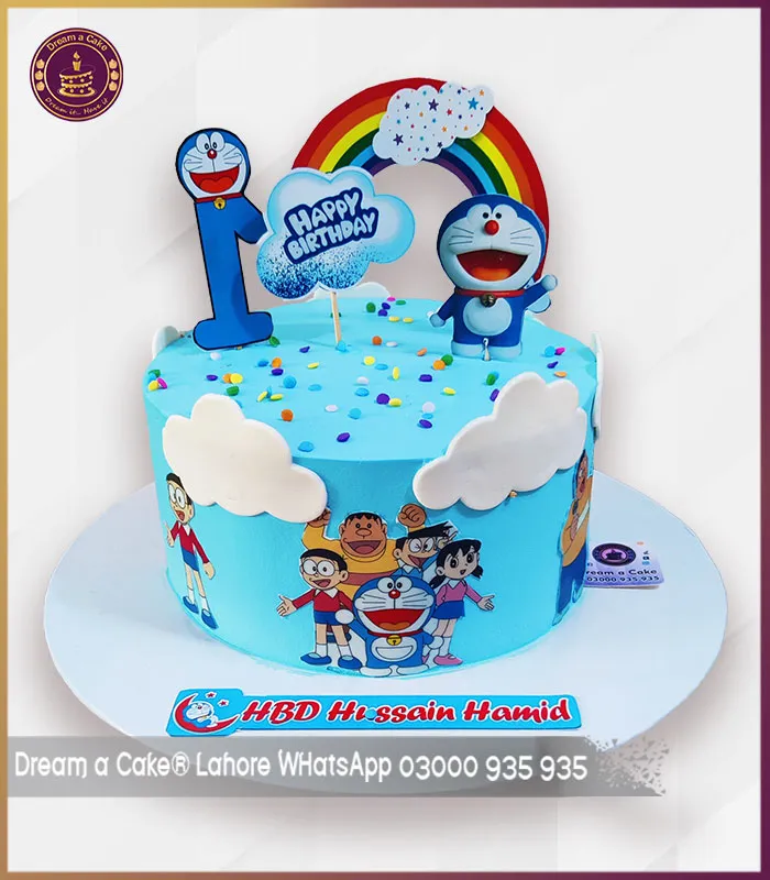 Order Fun-Filled Doraemon Character Rainbow Cake in Lahore