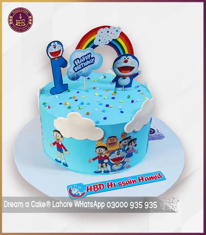 Order Fun-Filled Doraemon Character Rainbow Cake in Lahore