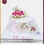 Custom Floral Engagement Celebration Cake in Lahore