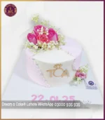 Custom Floral Engagement Celebration Cake in Lahore