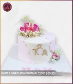 Custom Floral Engagement Celebration Cake in Lahore