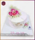 Custom Floral Engagement Celebration Cake in Lahore