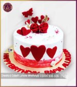 Red Flowers And Butterfly Cake For 3rd Anniversary In Lahore