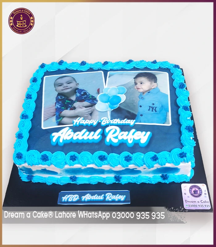 Double Photo Birthday Piocture Cake for Boys in Lahore
