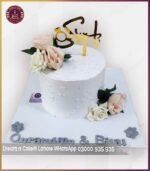 Classic Floral White Engagement Cake in Lahore - Image 2