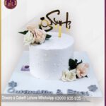 Classic Floral White Engagement Cake in Lahore