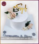 Classic Floral White Engagement Cake in Lahore - Image 3