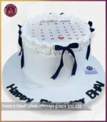 Customize White Calendar Theme Cake with Blue Ribbons in Lahore - Image 2