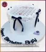 Customize White Calendar Theme Cake with Blue Ribbons in Lahore - Image 3