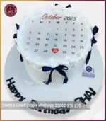 Customize White Calendar Theme Cake with Blue Ribbons in Lahore - Image 5