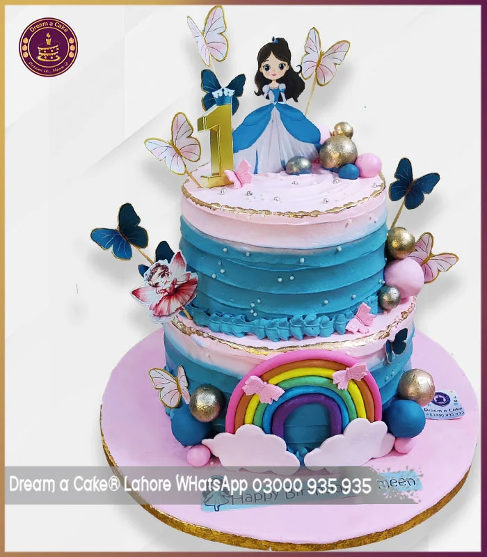 Two Tier Blooming Doll Theme Cake for Girl's Birthday Celeberation in Lahore