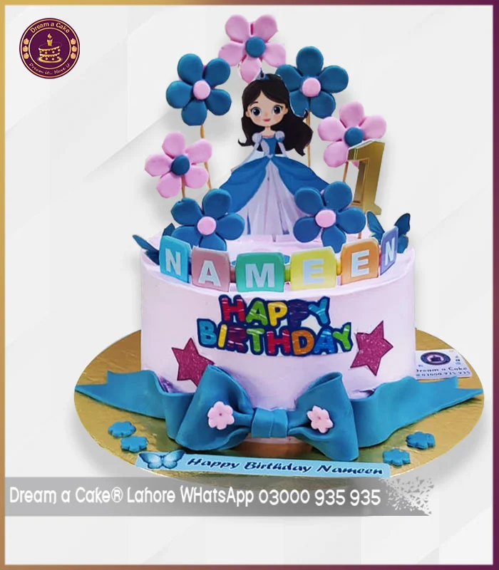 Royal Dress Matching Princess Doll Cake for Girl's Birthday in Lahore