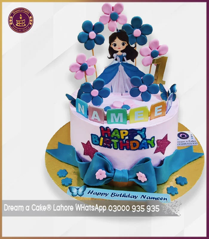 Royal Dress Matching Princess Doll Cake for Girl's Birthday in Lahore