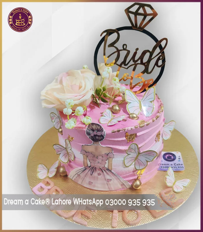 Delightful Floral Bride To Be Theme Cake in Lahore
