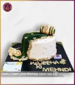 Celebrate Your Mehndi Moments with our Traditional Off-White & Green Mehndi Cake in Lahore