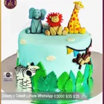 Wild Fondant Made Jungle Theme Cake for Kids’ Birthdays in Lahore