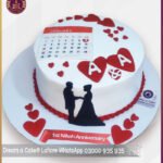 Unique Anniversary Heart Calendar Theme Cake in Lahore