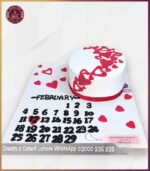 Unique Calendar & Heart Theme Birthday Cake in Lahore