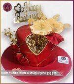 Stylish Red Anniversary Designer Cake in Lahore