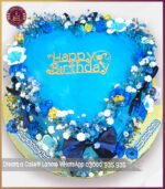 Elegant Blue Floral Birthday Theme Cake in Lahore - Image 4