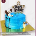 Blue Theme Birthday Cake with Ferrero Rocher in Lahore