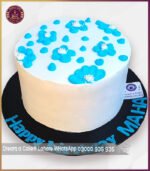 Customized White and Blue Floral Cream Cake in Lahore - Image 2