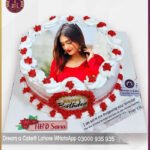 Beautiful Red Theme Birthday Picture Cake in Lahore