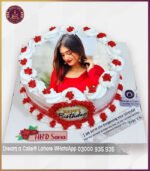 Beautiful Red Theme Birthday Picture Cake in Lahore