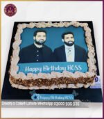 Customized Chocolate Picture Cake for Boss Birthday in Lahore