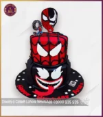 Epic Two-Tier Spiderman Venom Theme Cake in Lahore
