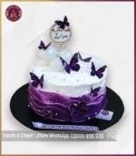 Custom Purple Butterfly 1st Birthday Cake for Kids in Lahore