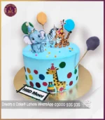 Colorful Animal Birthday Cake with Balloons in Lahore - Image 2