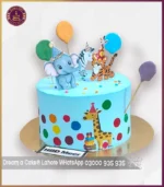 Colorful Animal Birthday Cake with Balloons in Lahore - Image 3
