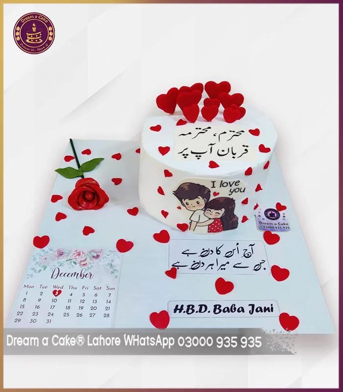 Memorable & Romantic Husband Birthday Red Hearts Special Cake in Lahore
