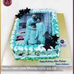 Customized Green & White Theme Chocolate Picture Cake in Lahore