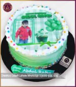 Customized Green Theme Picture Cake for Kids Birthday in Lahore
