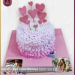 Customized Pink Heart Birthday Cake in Lahore