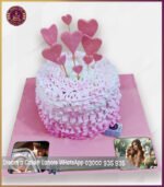 Customized Pink Heart Birthday Cake in Lahore