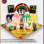 Colorful Twin Tower Rainbow Theme Cake in Lahore