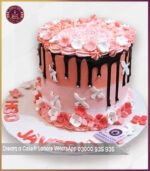 Stylish Pink & Chocolate Drip Theme Cake in Lahore - Image 2
