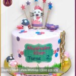 Customized Hello Kitty Birthday Cake with Floral Garden Theme in Lahore