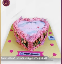 Personalized Heart Calendar Cake for Girls in Lahore