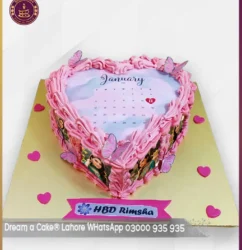 Personalized Heart Calendar Cake for Girls in Lahore