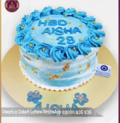 Minimal Blue Rosette Birthday Cake in Lahore