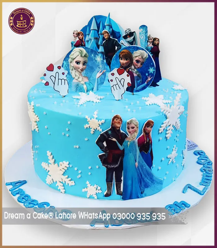 Elegant Frozen Theme Birthday Cake in Lahore